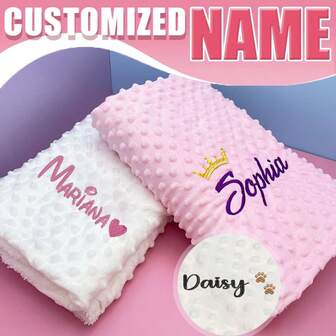 1-18 Months Mink Polka Dot Blanket, Personalized Polka Dot Blanket, Dotted Blanket, Baby Blanket, Children's Blanket, Nap Blanket, Embroidered, Customized, Soft Bedding, Helps Sleep, Companionship, Skin-Friendly, Cute,Multi-Functional,Ornamental,Letter,Stylish,Modern,Colorful,Cute,Adorable,Casual,Custom,Personalised,Unique,Customized,Ideal Gifts For Him,Ideal Gifts For Her,Customized Kids Swaddling Blankets
