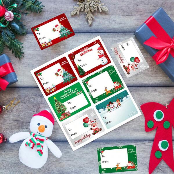 Merry Christmas Tags: 30/60/90 Holiday Stickers For Gift Wrapping - Self-Adhesive, Paper Material,Comes With Christmas Name Tags For Holiday Greetings