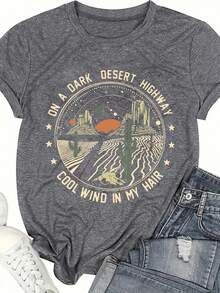 Women's Casual Short Sleeve Round Neck T-Shirt - Màu xám đen - Xem 2