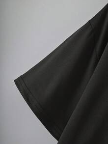 Women's Black Relaxed Fit Cropped T-Shirt - Cute Cat & "I'M OK!" Graphic Print, Round Neck Short Sleeve Top For Running, Gym, Casual Wear - Machine Washable Spring/Summer Tee, Ladies T-Shirts - Black - View 3