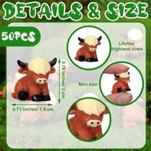 5/25/50/100Pcs Mini Highland Cow Figurine Cute Highland Cow Statues Decor Handmade Resin Sculpture Ornament For Decorations Home Bathroom Kitchen Garden Office Desk Miniature Moss Landscape