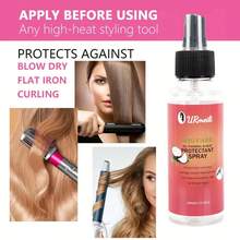 100ml Moisturizing Heat Protectant Spray For All Hair Types - Quick Drying, Straighting & Curly Hair Solution With Glycerin - Professional, Unisex, And Gentle For Daily Use - 100ml - View 2