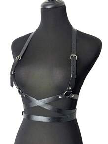 1pc Women's Fashionable Pu Leather Belt Gothic Style Suspenders For Festival Party Outfits Sexy Harness Halloween