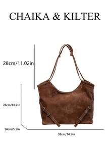 1 件纯色 PU 皮革时尚女士单肩包，休闲复古手提包，带按扣和拉链，大容量手提包适合旅行、购物、约会、女士礼物，适合少女、大学生、初学者和白领工作者，非常适合办公室、学校、工作、商务、通勤、户外、旅行、徒步旅行