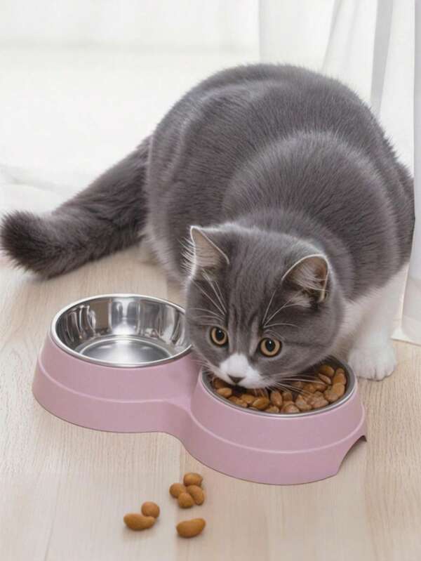 Stainless Steel Double Pet Bowls For Dogs And Cats - Non-Skid Base - Perfect For Food And Water - Easy To Clean