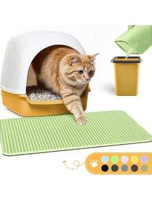 Double Layer Waterproof Cat Litter Mat. Honeycomb Design Helps Collect Waste. Suitable For Various Cat Litters, Litter Boxes, Hooded, Self-Cleaning Litter Boxes. Waterproof/Leak-Proof Mat: Bottom Waterproof, Anti-Slip, Easy To Move.
