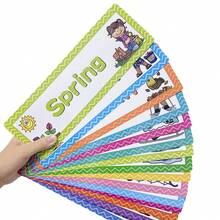 16PC English Week/Month Seasonal Word Card English Early Education Flash Card, Teaching Aids, (Week Card) Seasonal Card) Classroom Decoration, Commonly Used Word Cards, Erasable And Writable, Flash Cards, Puzzle (Some Accessories May Be Random)
