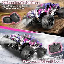 High-Speed Full Scale 4WD RC Car, All-Terrain Monster Truck, RC380 High Speed Motor, With Adjustable Strength Shock Absorber, 2.4GHz Remote Control, With 2 Rechagreable Batteries, Outdoor Sports Drifting/Racing/Climbing, Birthday Christamas Gifts For RC Hobby Beginner - 紫色 - 查看 5