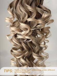 26 Inch Ombre Wavy Synthetic Hair Ponytail Extension, Heat Resistant Fiber, Claw Clip Design, Suitable For Daily Wear - Brown Ombre - View 9