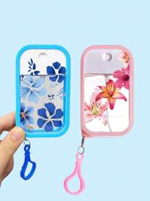 Spray Bottle, 1/2pcs Summer Moisturizing Water Cosmetic Bottle, Pink Flower Print, Ocean Turtle Print Pattern Perfume Spray Bottle, With Hook And Anti-Fall Silicone Protective Cover, Can Be Given To Family Or Friends For Birthday Gifts, Holiday Gifts, Suitable For Travel Portable 50ml