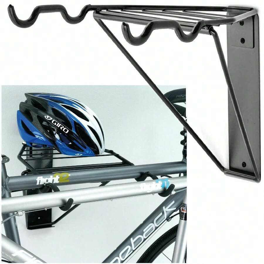 Gr8 Home Wall Mounted 2 Bike Bicycle Cycle Storage Mount Rack Hook Holder Hanger Garage - Black - View 1