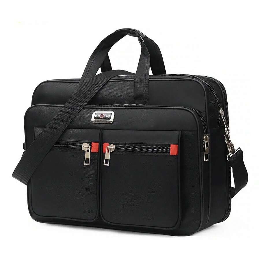 Large Nylon Men's Briefcase Executive Notebook Bag Black - màu đen - Xem 1