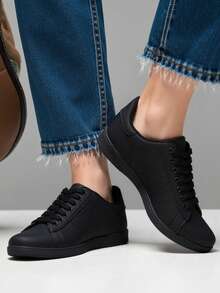 Baskets décontractées classiques, à la mode, simples, légères et confortables - Noir - Voir 1