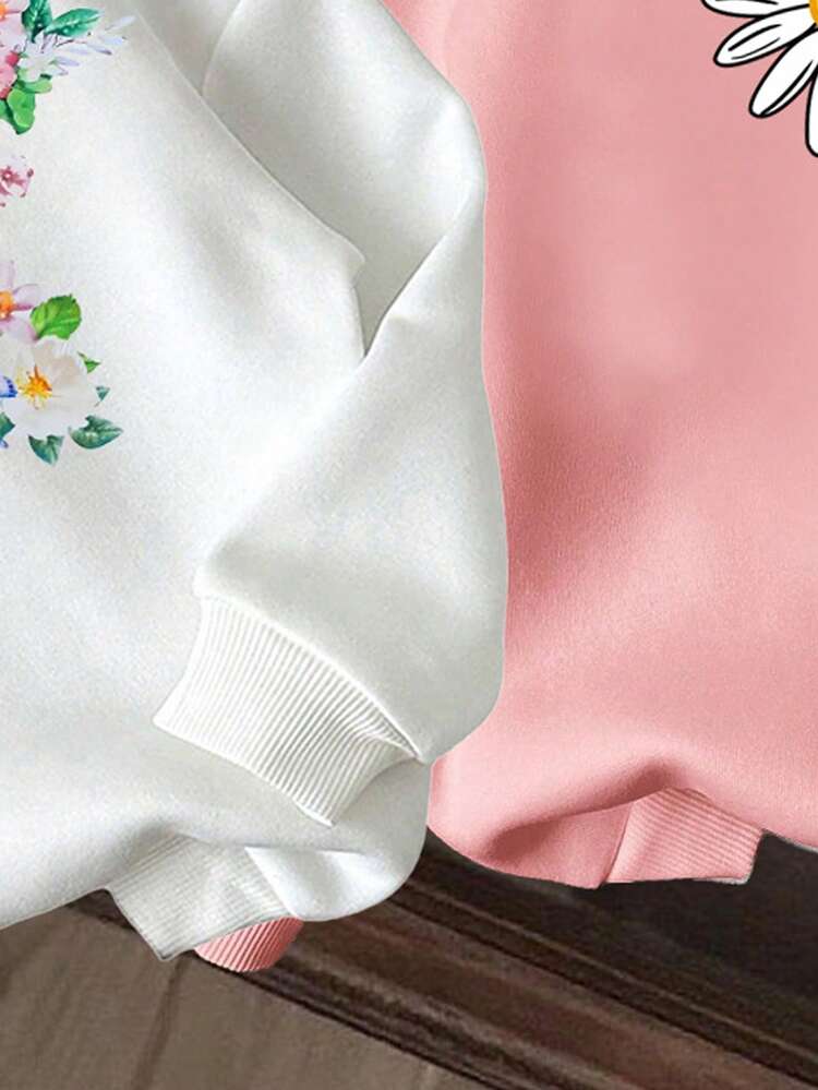 3件套幼儿花卉图案保暖连帽卫衣 - 彩色 - 查看 5