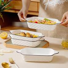Design - Small Ceramic Baking Dish, Rectangular Bakeware With Handles, Oven Safe & Microwave Safe