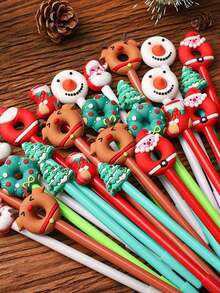 10 bolígrafos de gel navideños, diseños de dibujos animados con temas navideños surtidos, bolígrafos neutros con diseños lindos de Papá Noel, renos, muñeco de nieve, árbol de Navidad y calcetines navideños, perfectos para obsequios de fiesta, recompensas en el aula, suministros de oficina, regalo divertido para amigos y artículos de papelería