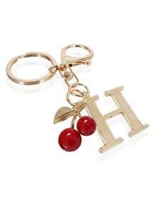 高级优雅金色字母钥匙扣，A-Z 3D字母吊坠，樱桃装饰，时尚合金钥匙扣，包包/背包挂饰，汽车钥匙链，女士完美日常配饰，情侣礼物，经典简约钥匙扣，装饰品，包包配件，适合赠送朋友、家人、情侣、女友，重要礼物，节日纪念品，返校礼物，教师节礼物 - 彩色 - 查看 19