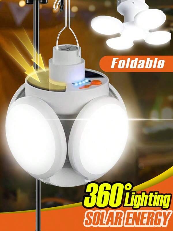 HngLngJoe 1pc Solar Powered Multifunctional LED Bulb, USB Rechargeable, Foldable Bulb, Outdoor LED Lamp, Portable Emergency Hurricane Camping Lantern For Outdoor Tent, Barn, Yard, Home Indoor Blackout