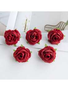 5/12/20/500PCS 1.77in Artificial Rose Heads Fake Plants, Artificial Flower, For Bride Holding Flower, Bouquet DIY, Wreath Material, Candy Box Accessories, Chest Flower, Headflower Material, Birthday Party , Home Decor, Wedding Decorations, Spring Decor, Room Decor, Kitchen Accessories, Dining Room, Bedroom Decor, New Year Decoration, Outdoor Garden, Opening Season - Red - View 4