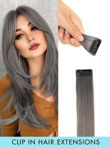 1pc Clip-In Hair Extension, Human Hair, Colorful Hair Extension, Red Clip-In Human Hair, Rainbow Color Party Highlights, Straight Hair Piece, For Women And Girls, Cosplay Clip-In Hair Extension, Purple, Halloween Costume And Christmas - Multicolor - View 13