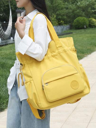 Peach Tree Travel Backpack, Dual-Use Handbag & Shoulder Bag, Laptop Bag, Couples Bag, Waterproof Compartment, Large Capacity, Multi-Pocket, Suitable For Travel, Holiday, School, Business, Gifts For Valentine's Day, Halloween, Christmas, Yellow