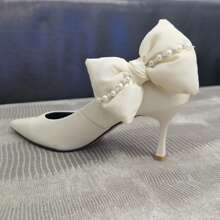 1 Par de Clipes de Sapato com Laço Elegante e Pérola de Strass, Acessórios de Sapato DIY para Festa, Todas as Estações