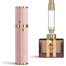 Travel Perfume Refillable Atomizer, 8ml Mini Genuine Leather Cologne Sprayer, Protable Pocket Size Empty Fragrance Spray Bottle(White) - 粉色 - 查看 1