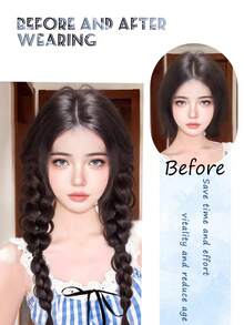 假发女马尾辫仿真发学院风蓬松纹理双辫子新中式假发马尾 - 彩色 - 查看 8