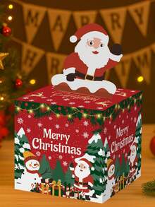 1 set cutie cadou extractibilă cu bani de Crăciun fericit, cutie cadou surpriză Moș Crăciun, decorațiune de Crăciun, ornamente de Crăciun, suport distractiv pentru bani surpriză pentru prieteni, iubite, soții, surori, accesoriu perfect pentru petrecerea de sărbători, cadou de petrecere de Crăciun, favoare pentru petrecerea de sărbători, decor de Crăciun - roșu - Vizualizare 2