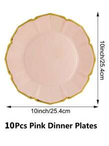 10Pcs/30Pcs-Pack Pink Paper Party Plates With Golden Foil Scalloped Edging For Birthday Wedding (9 Inches) - Pink - View 16
