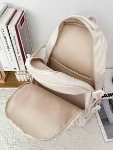 1 Pc Solid Color Casual College-Style Backpack With Laptop Compartment Large Capacity Student Bag & Lightweight Travel Pack With Luggage Strap Design Ideal For Boys & Girls Perfect For Daily Use, Outings, School & Back-To-School