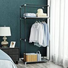 SONGMICS Guardaroba in TNT, Armadio con Copertura e Barra Appendiabiti, Organizzatore per Borse Giocattoli Scarpe, in Camera da Letto e Soggiorno, 75 x 45 x 160 cm, grigio - Grigio - Visualizzare 1
