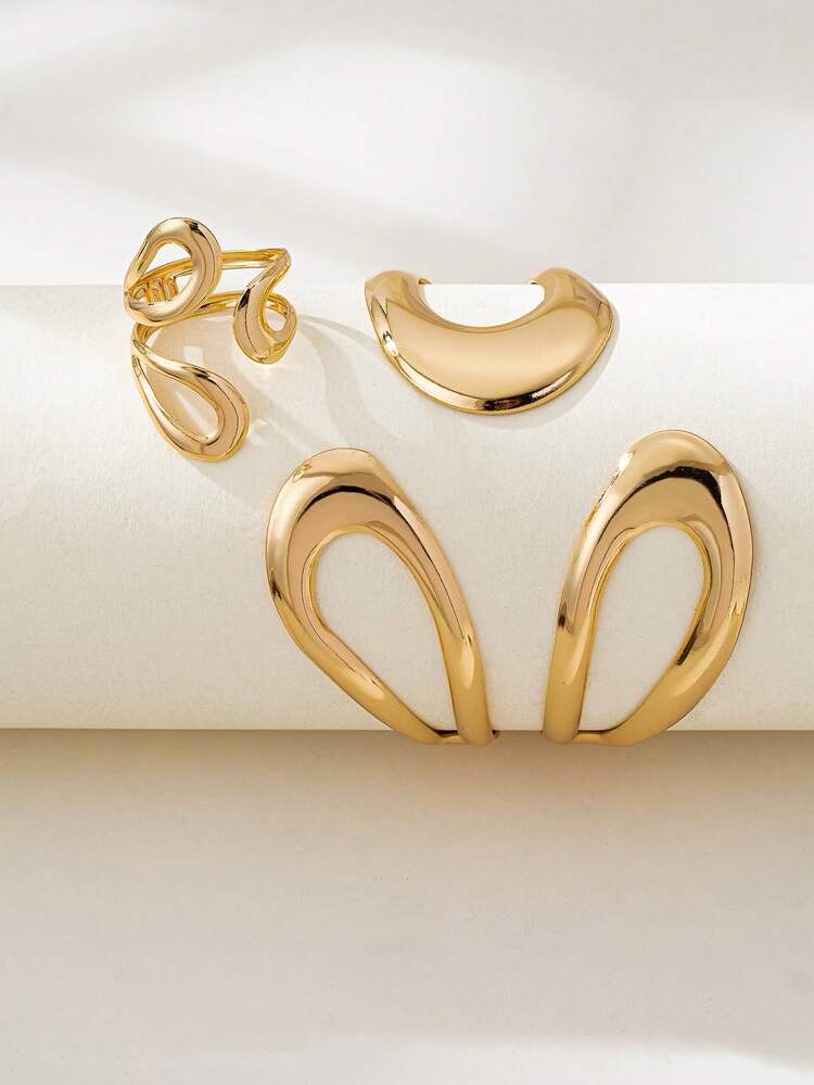 1pc Geometric Exaggerated Design Bracelet, European And American Style - Yellow Gold - View 4