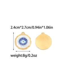 1pc/Pack 304 Stainless Steel Multi-Shape Mother Of Pearl Demon Eye Fashionable Pendant Accessories - Gold - View 11