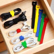 50-Pieces Reusable Nylon Hook And Loop Straps - Durable, Soft Self-Adhesive Tape Organizer For Everyday Office Use - Multicolor - View 4