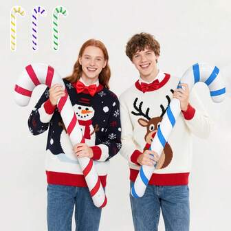 5 pièces/set Canne de Noël gonflable, matériau en PVC convenant pour la décoration de fête de Noël, les activités ludiques, les accessoires photo, les cadeaux de Noël