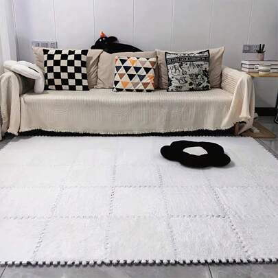 15pcs/Set Versatile Carpet Tiles, Trimmable & Connectable, Thick Non-Slip Cushion Mat For Bedroom, Balcony, Window Sill