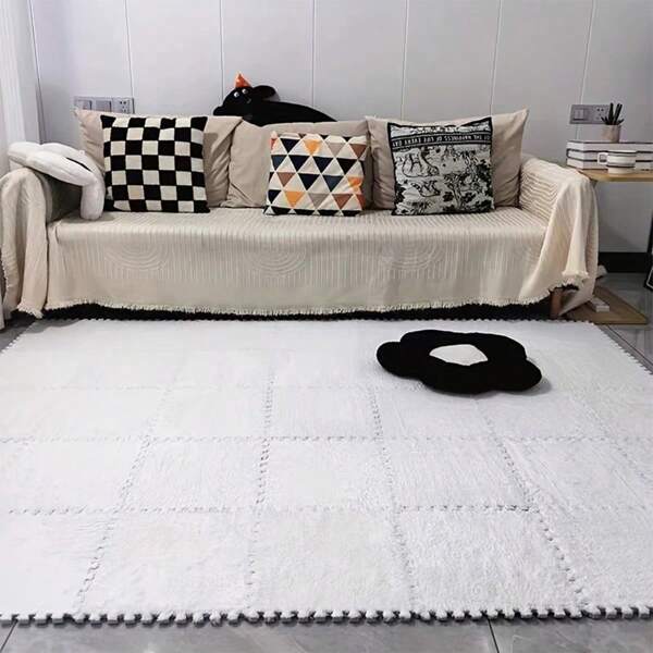 15pcs/Set Versatile Carpet Tiles, Trimmable & Connectable, Thick Non-Slip Cushion Mat For Bedroom, Balcony, Window Sill