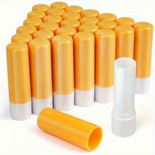 10 支无香润唇膏管 - 按压设计 - 防漏，可重复使用 4g/0.14oz 耐用黄色/红色容器，适用于润唇膏和遮瑕膏 - 方便旅行