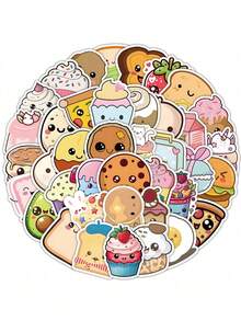 60张可爱食物贴纸、儿童水瓶贴纸、笔记本电脑乙烯基贴纸、滑板贴纸、儿童青少年女孩夏季贴纸、儿童学生教室奖品贴纸 - 彩色 - 查看 7