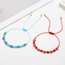 12 件墨西哥邪眼幸运方块水晶好运编织手链串饰手链绳礼物适合女孩批发珠宝家庭共享套装 - 彩色 - 查看 5