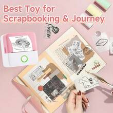 Mini Sticker Printer, Portable Inkless Sticker Maker, Pocket Photo Printer, Thermal Label Printer, Comes With 10 Rolls Of Paper, Suitable For Images, Photos, Diaries, DIY, Compatible With IOS And Android, Back To School Essential - X6 Pink-5re+5bu - View 13