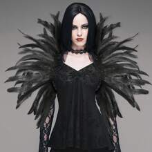女士人造羽毛披肩，适合女巫、万圣节、狂欢节等场合，可作羽毛斗篷、服装配饰 - 彩色 - 查看 1