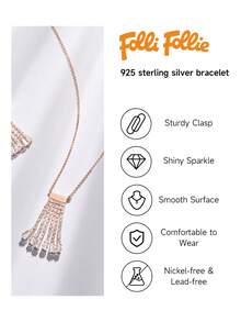 Folli Follie Women's Rose Gold Necklace Earrings Set Crystal Jewelry Set Wedding Bridal Necklace And Earrings, Elegant Luxury Jewelry Set For Women - Rose Gold - View 3