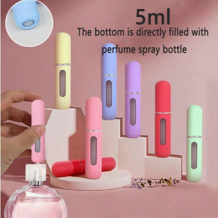 4 件迷你旅行喷雾瓶，5 毫升可再填充香水喷雾，带泵盒 - 便携式口袋大小古龙水喷雾，外出时方便携带，适合女孩、女士和母亲