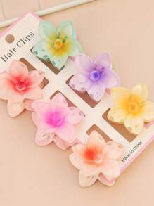 6 Stück Halloween Blumen Muster Party ABS Kunststoff (ABS Harz) 6 Stück Blumen Muster Party ABS Kunststoff (ABS Harz) 6 Stück 4CM bunte kleine Chrysanthemen Haarklammern Blumen Klauen Seitenklauen Halbklauen Hinterkopf Haarklauen Elegante Haarzubehör