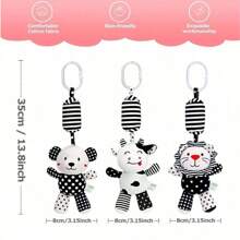Baby Toy Cartoon Animal Plush Hanging Rattle Toy, Soft Plush Toy With Bell For Use In Crib, Car Seat & Stroller, Best Birthday Gift For Newborn 0-18 Months