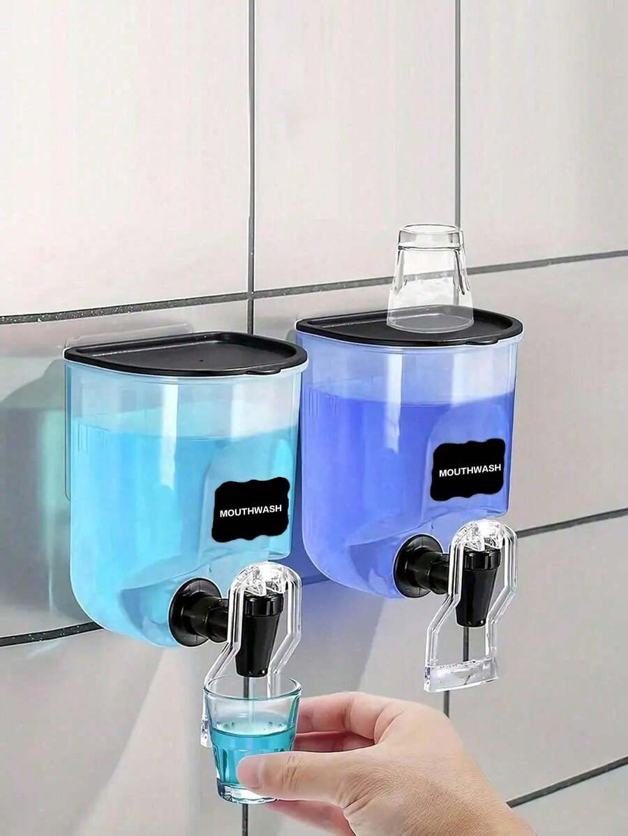 Durable Wall-Mounted Mouthwash Dispenser, 21oz Plastic Container ...