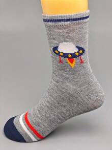 5 đôi tất trẻ em họa tiết hành tinh hoạt hình, thích hợp cho mùa xuân/thu, mặc hàng ngày, unisex. - Nhiều màu - Xem 4