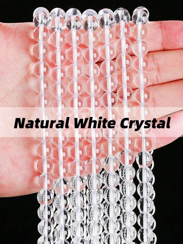 15-Inch 4/6/8/10/12mm High Quality Natural Clear Quartz Beads, Jewelry DIY, Pure Natural Quartz Material Semi-Finished Products, Transparent, Suitable For Handmade Bracelets/Necklaces, Unisex, Multiple Sizes Available, Versatile Crafting Material